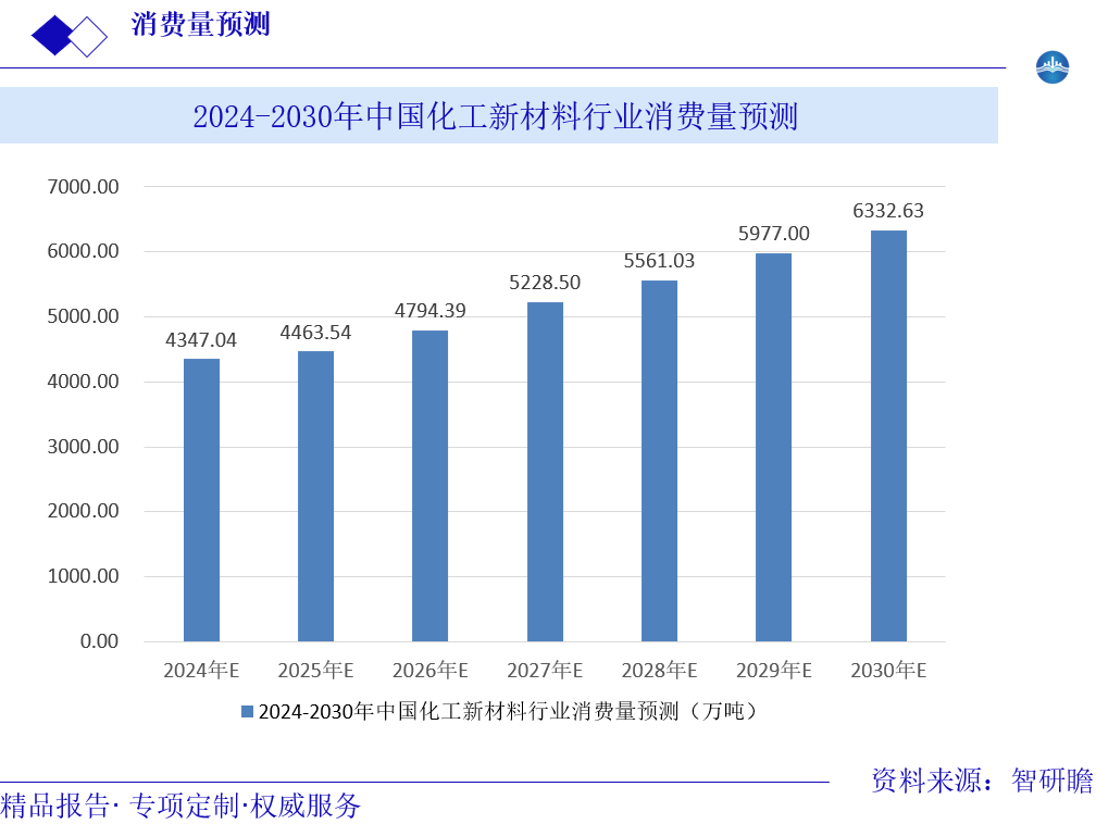 2024-2030年中国化工新材料行业消费量预测图片