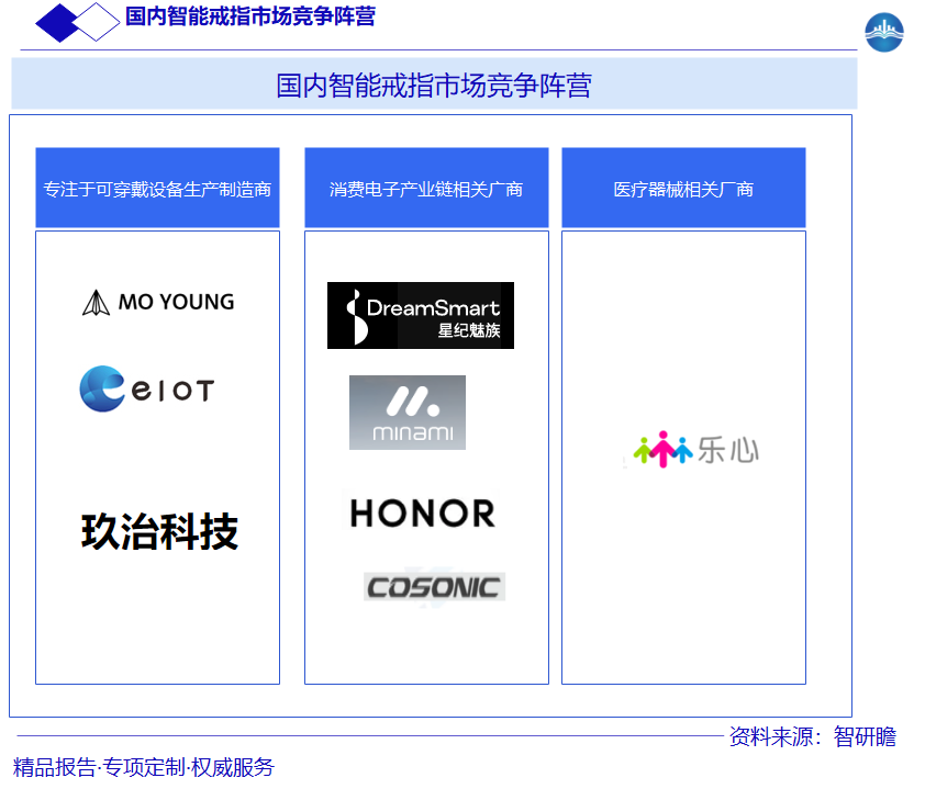 国内智能戒指市场竞争阵营图片